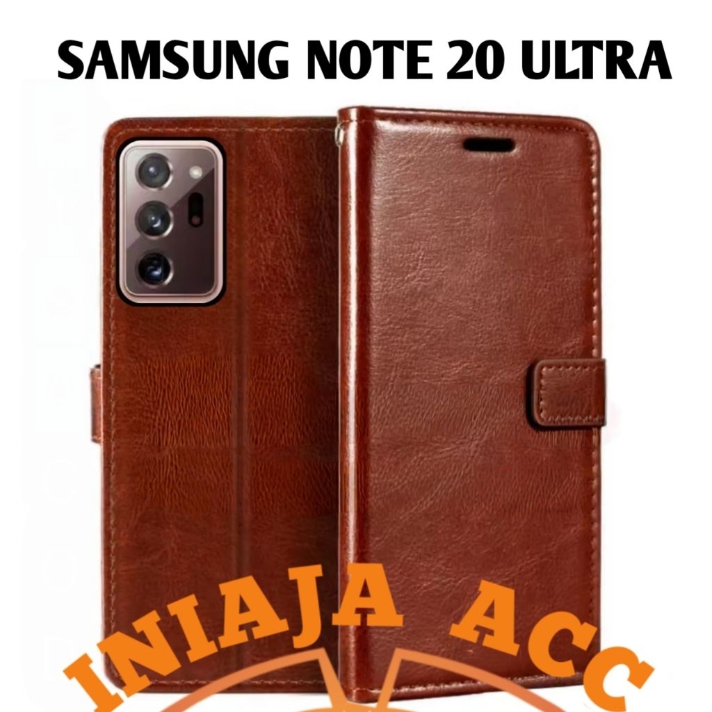 CASE SAMSUNG NOTE 20 ULTRA LEATHER CASE SARUNG HP DOMPET KULIT FLIP COVER CASE BUKA TUTUP KESING DOM