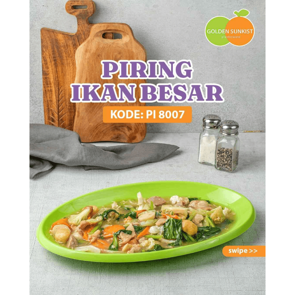 Golden Sunkist Piring Ikan Hijau PI 8007 / Piring Saji / Piring Sayur / Piring Ikan / Piring Lauk