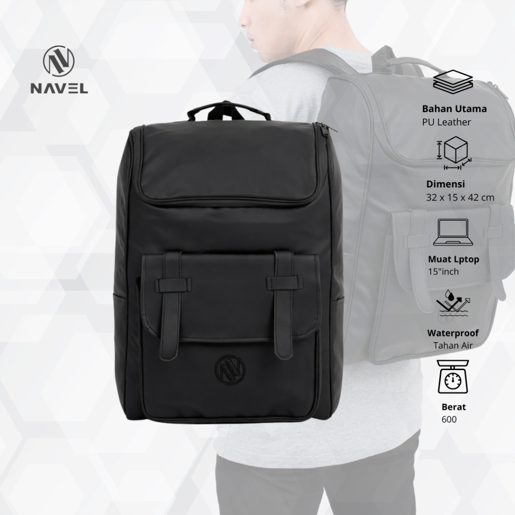 Navel - Backpack Pedro Tas Ransel Sekolah Kerja Waterproof Tas Punggung Laptop Pria Wanita Anti Air
