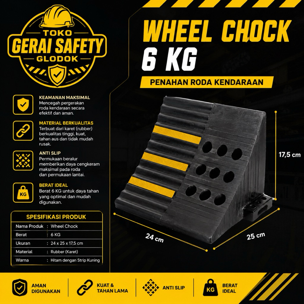 Rubber Wheel Chock / Karet Pengganjal Ban Truck Body Besar 6 kg