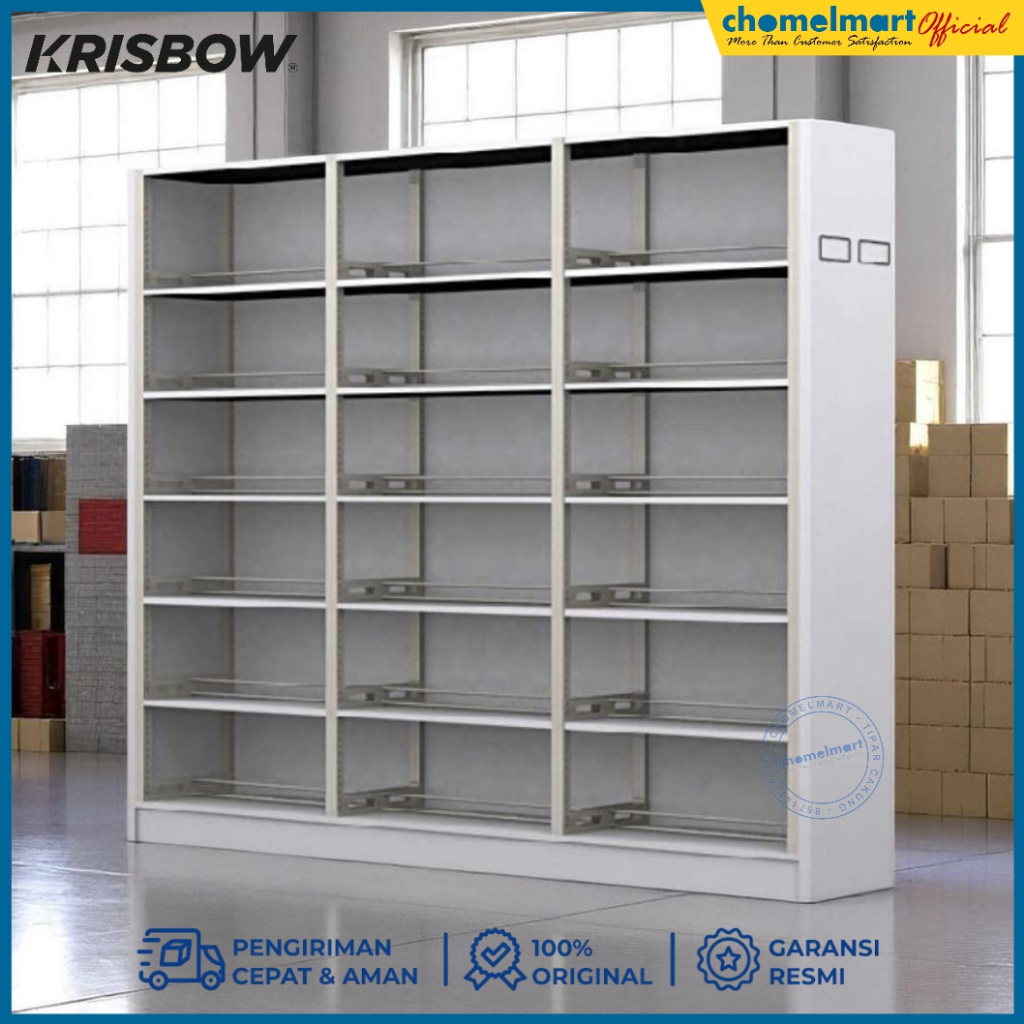 Krisbow Lemari Arsip Kantor Besi Fixed Mobile 3 Bays – Putih