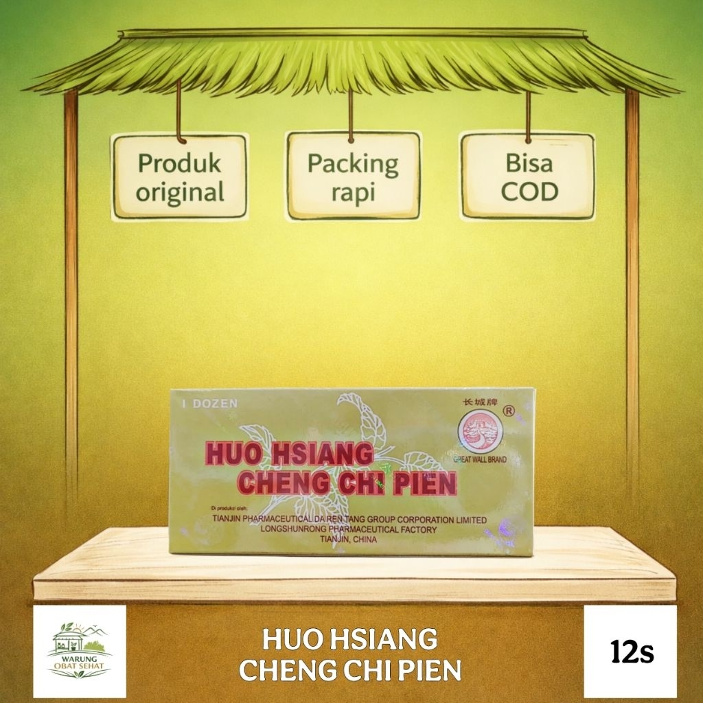 Huo Hsiang Cheng Chi Pien Isi 12 Botol Obat Herbal China Untuk Gangguan Pencernaan Perut Kembung Mua