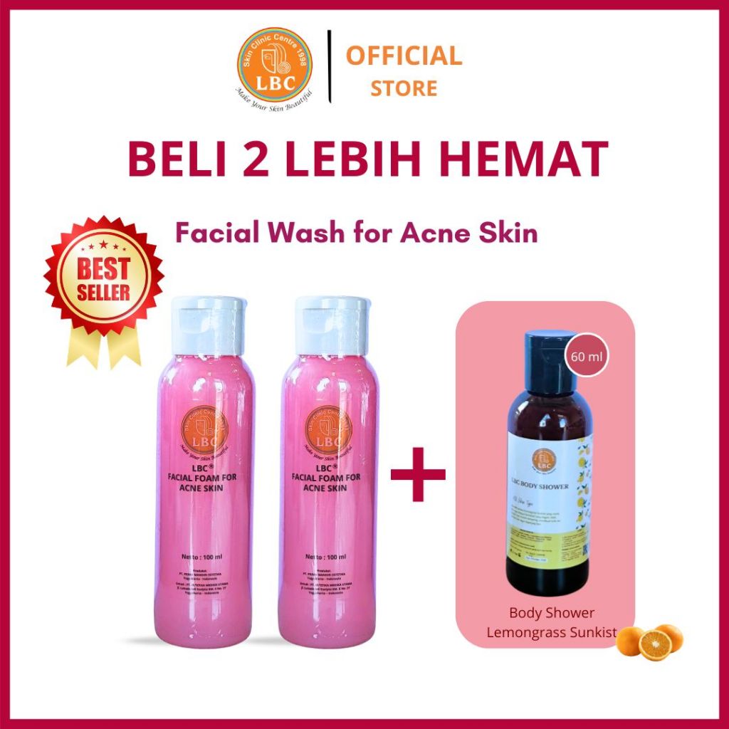 LBC-Paket Hemat 2 Facial Wash for Acne + Body Shower Lemongrass Sunkist 60ml