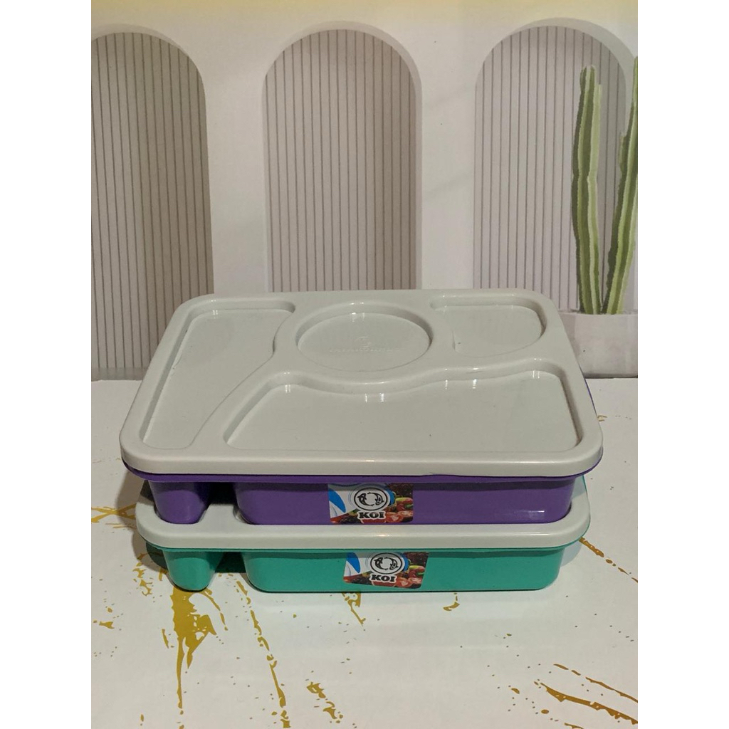 Lunch Box Plastik Naruto Soft Koi Sekat Anti Tumpah Warna Pastel