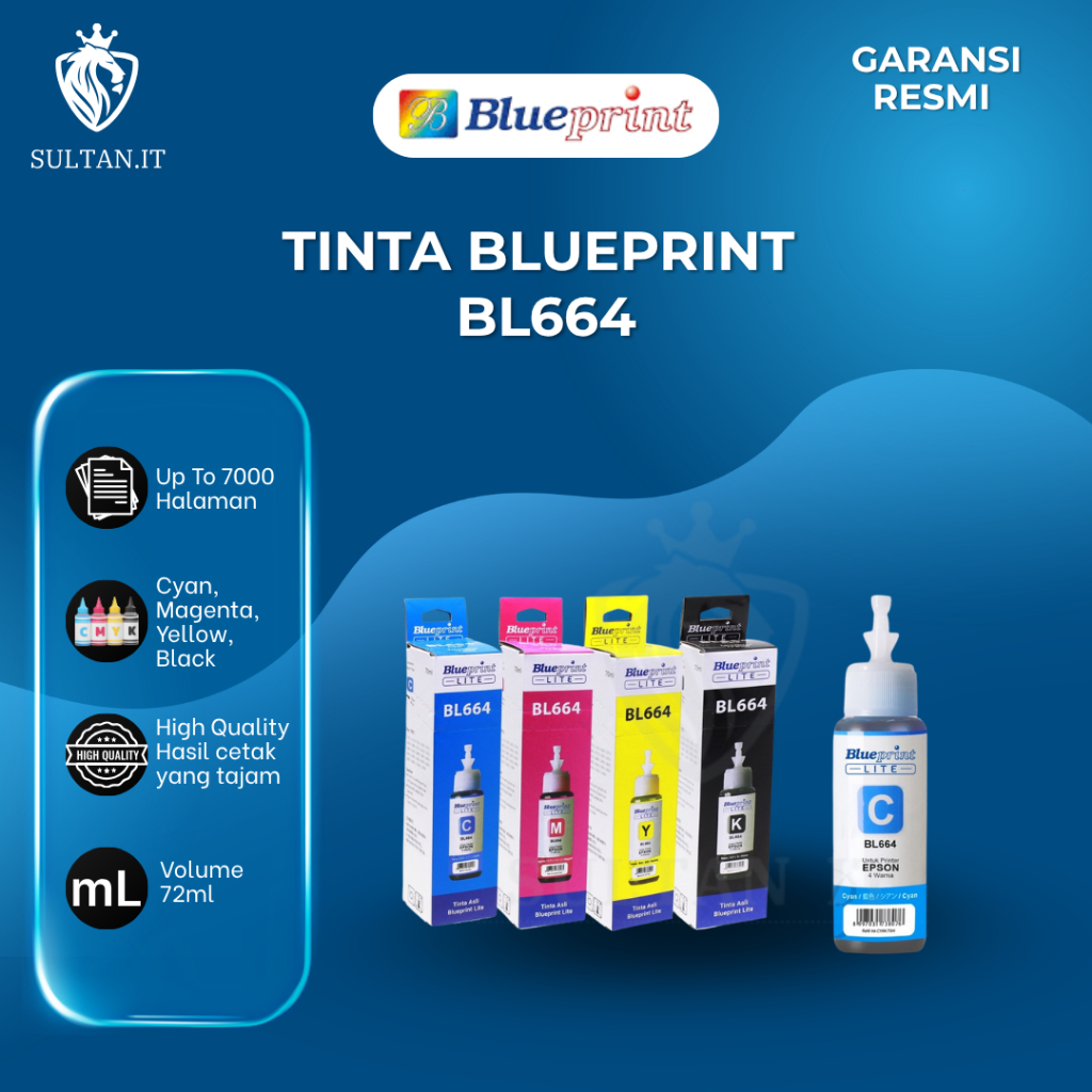 Tinta BL 664 BLUEPRINT For Printer Epson 70ml / Tinta BL664 Blueprint Original