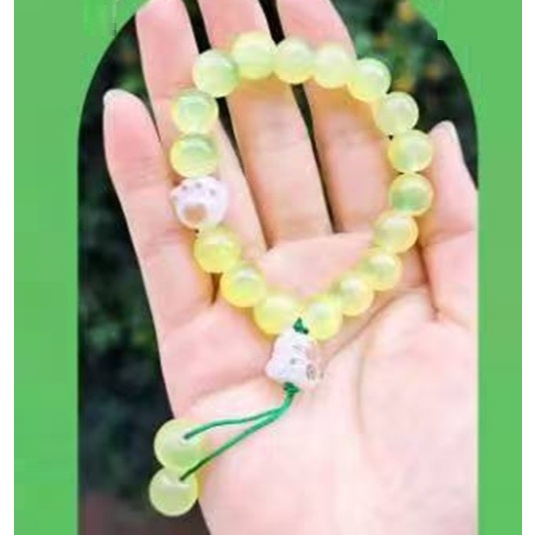 Gelang Keberuntungan LUcky Charm Gelang Feng Shui Hijau Muda MOte Lucky Cat