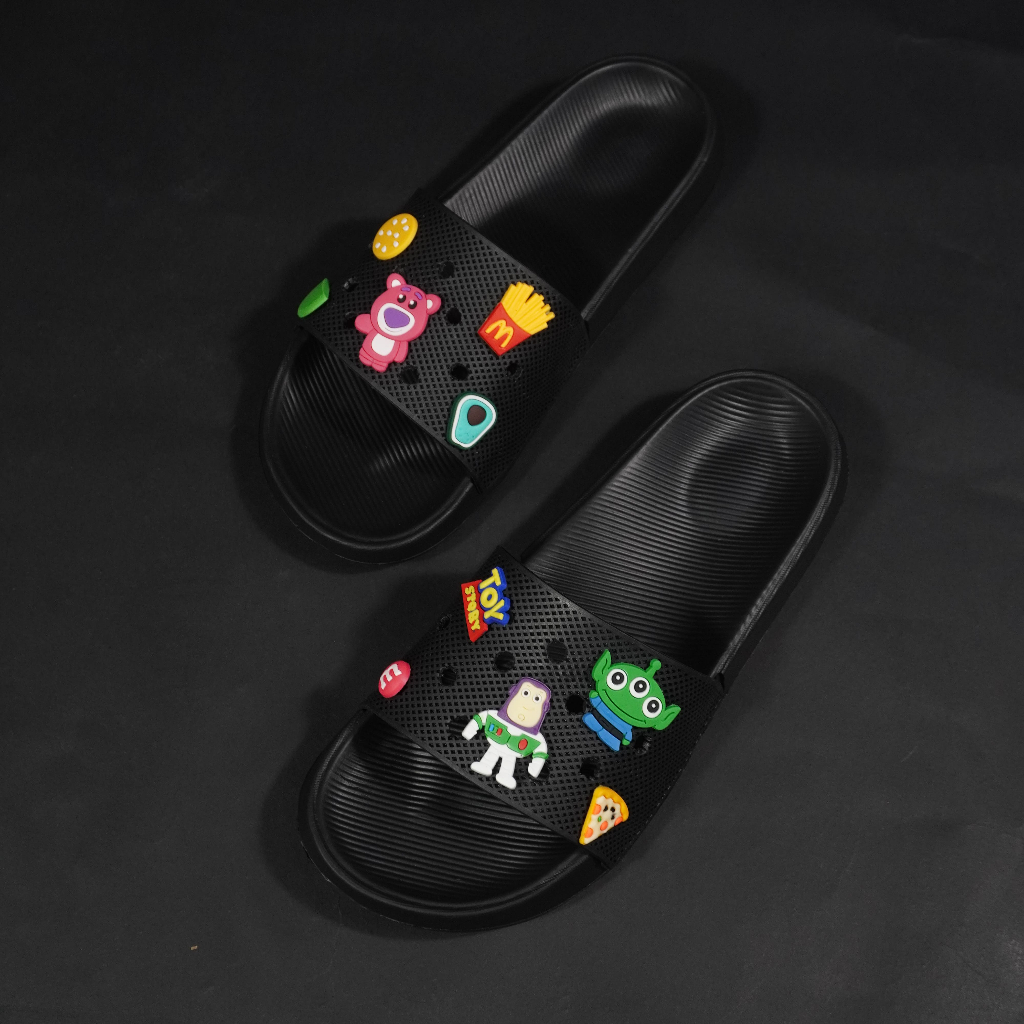 Thostee Sandal Slide Karet Phylon Pria Jibbitz Charms Karakter Toy Story