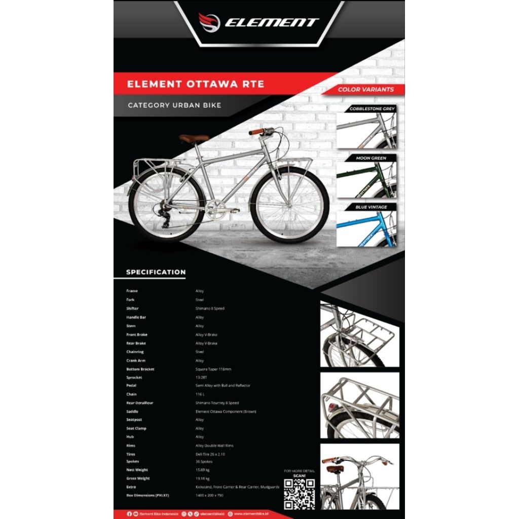 SEPEDA URBAN BIKE ELEMENT OTTAWA RTE 26 INCH