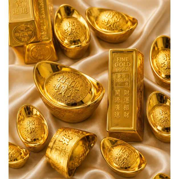 Hiasan Imlek Yuan Bao Emas Pajangan Uang Yen Pao Hiasan YenPao Imlek Gold Yen Pao