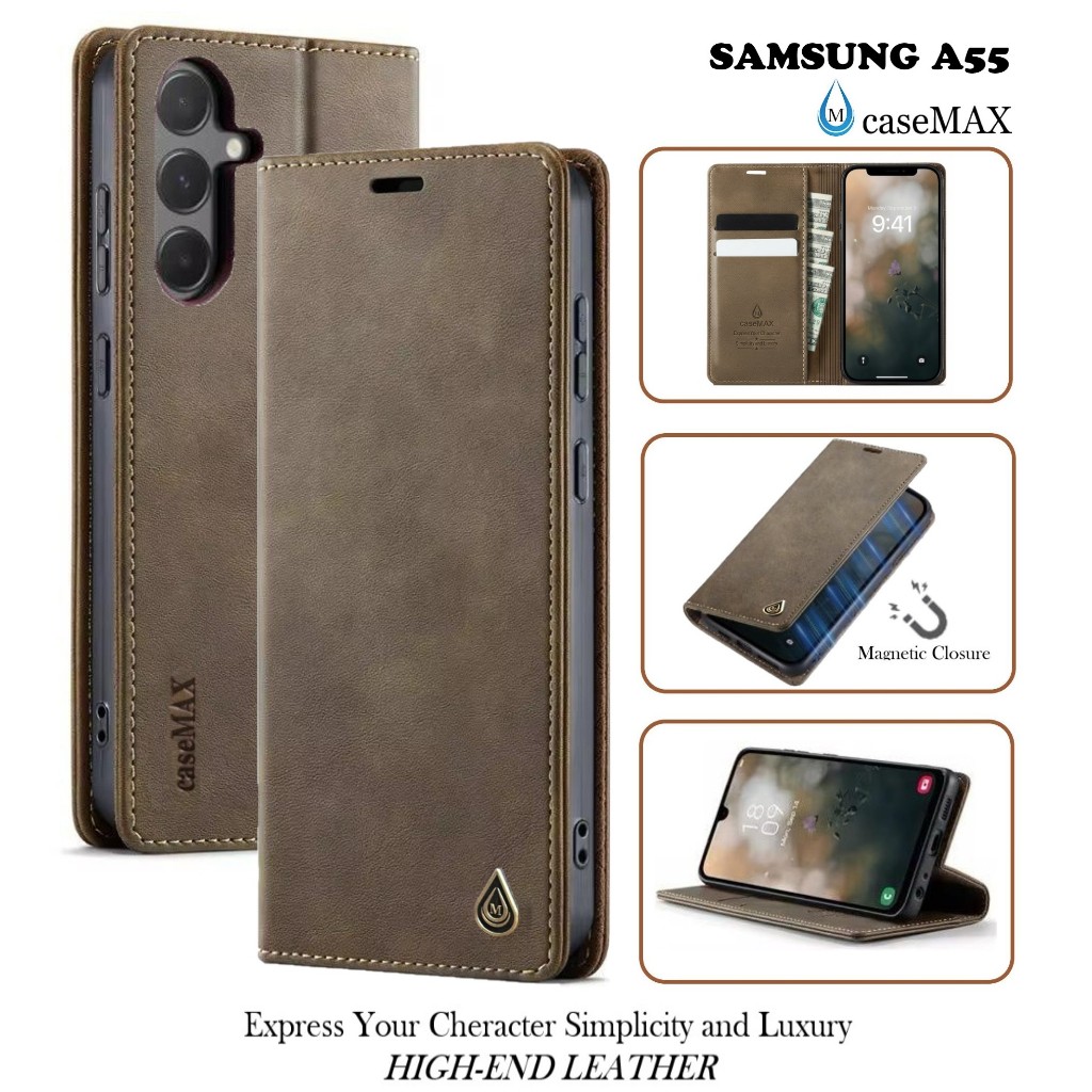 SAMSUNG A55 5G FLIP LEATHER CASE PREMIUM-FLIP WALLET CASE UNTUK SAMSUNG A55 5G
