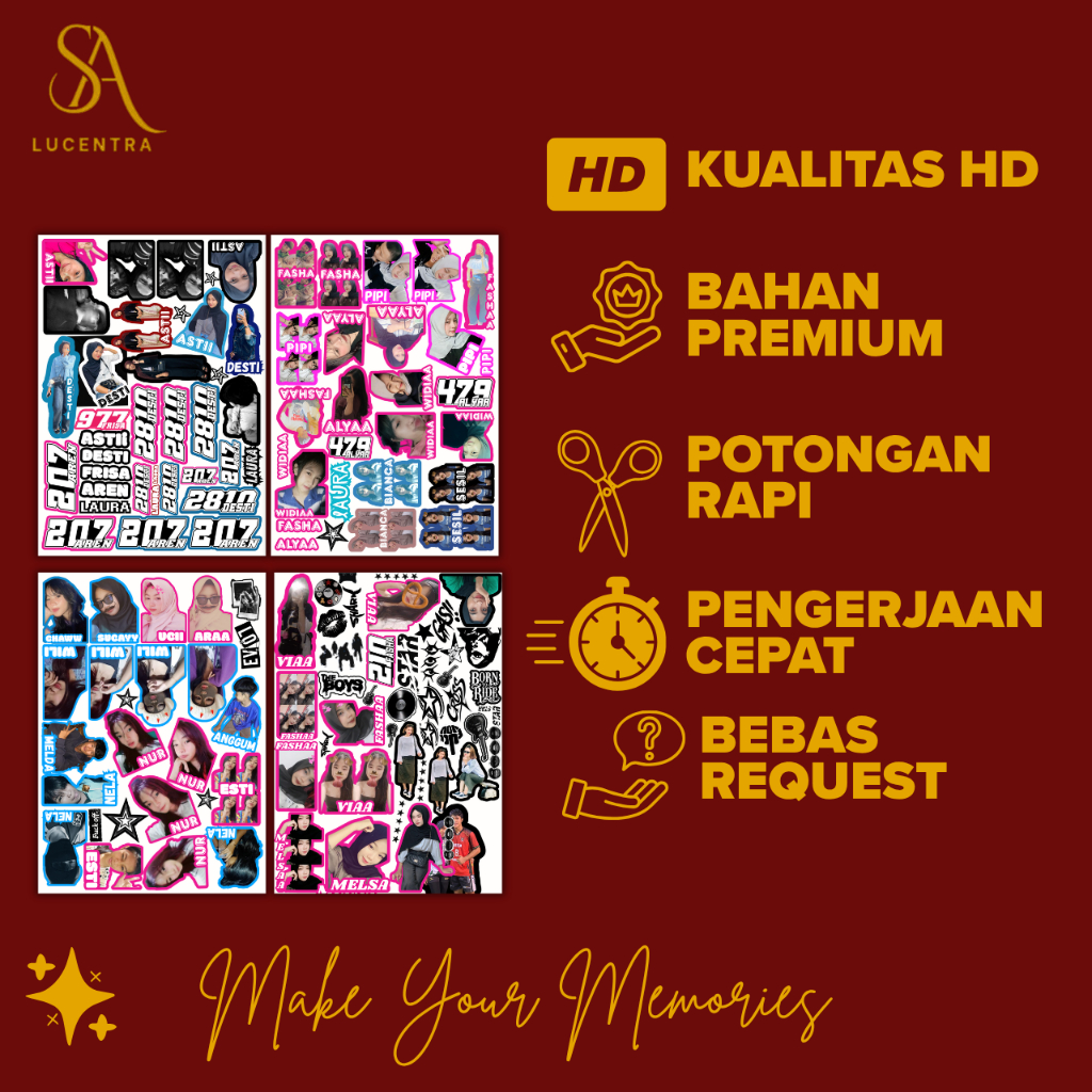 Cetak Stiker Custom A4 15 Stiker – Nontransparan/Transparan/Hologram