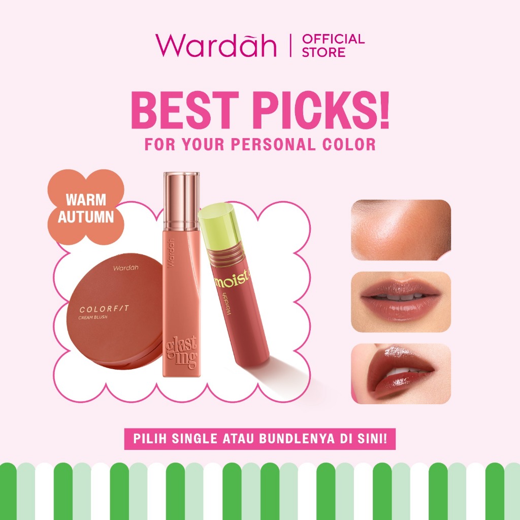 [PCA: WARM AUTUMN] WARDAH Your Warm Autumn Packlist! Cream Blush - Moist Dew Tint - Glasting Liquid 