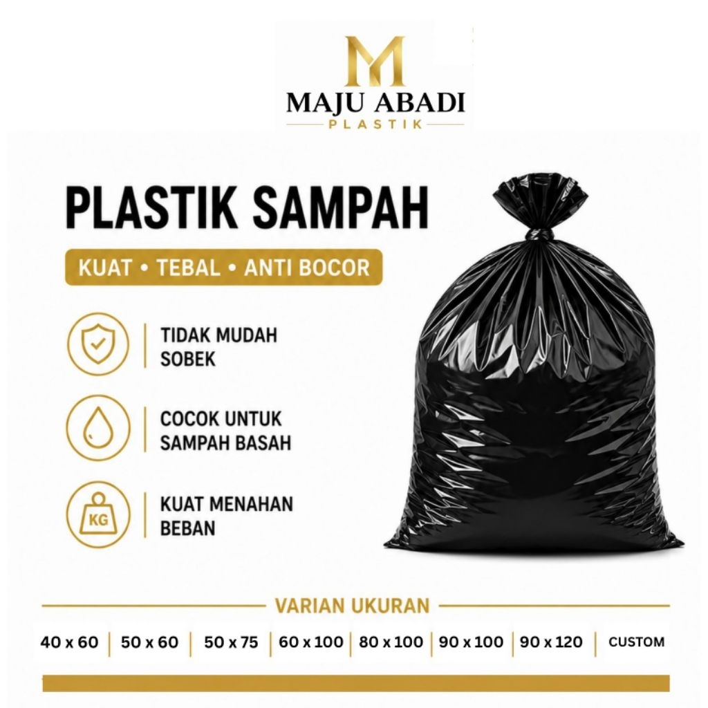 MAP - Plastik Kantong Sampah Hitam Tebal / Trash Bag Besar Kuat Anti Bocor Murah