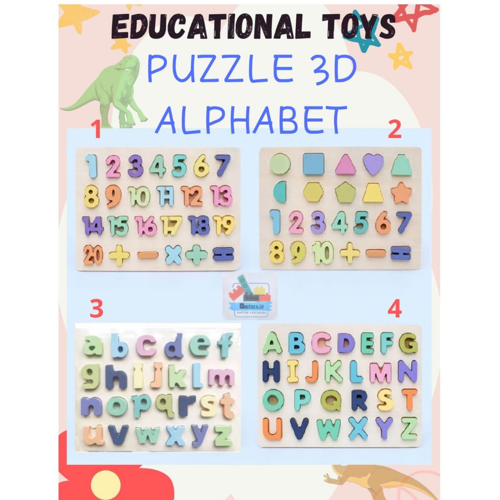 Puzzle 3D Alphabet & Numbers Edukatif