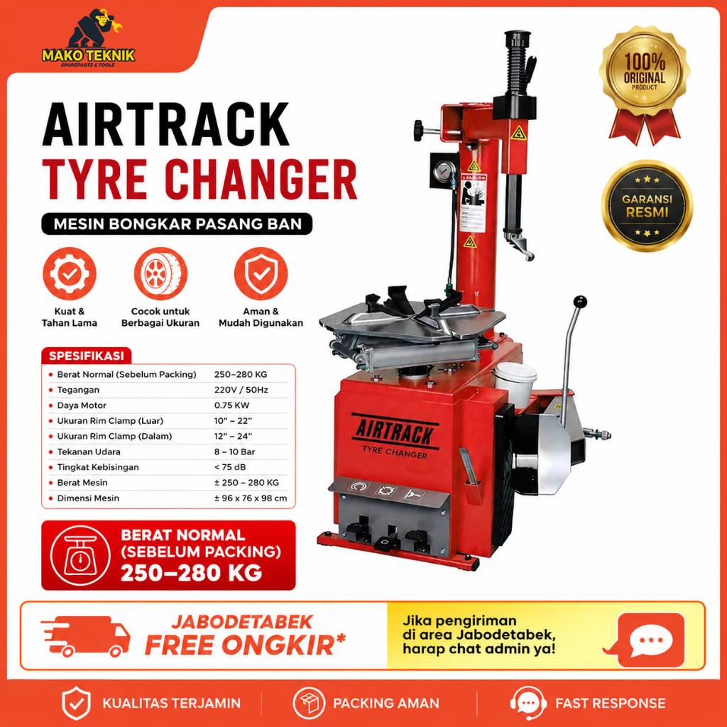 [BERAT NORMAL] Mesin Pembuka Ban Mobil Motor Airtrack Ring 20 - 24 / Tyre Changer