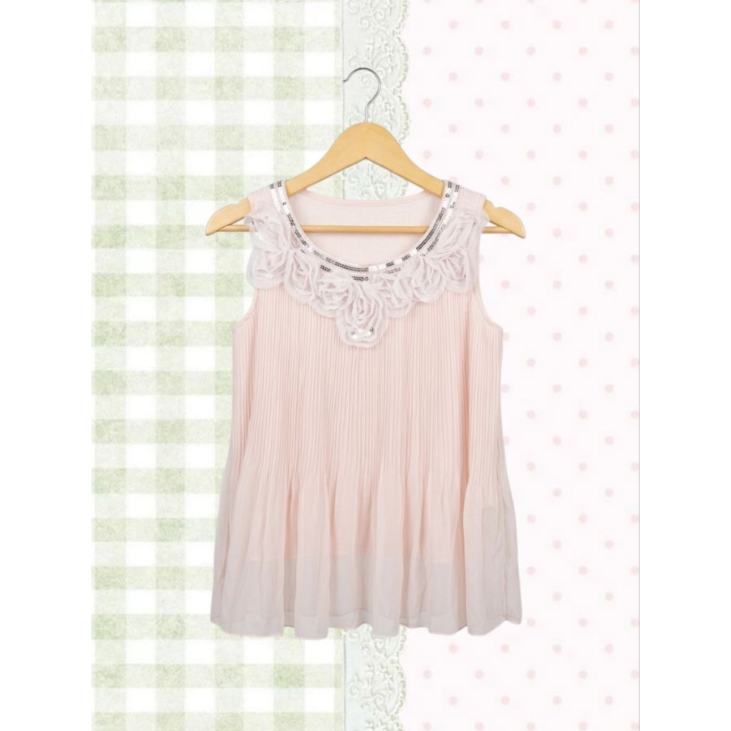 Y2k Vintage Kawai Embroidery Roses Baby Doll Sleeveless Top Cottagecore Fairycore