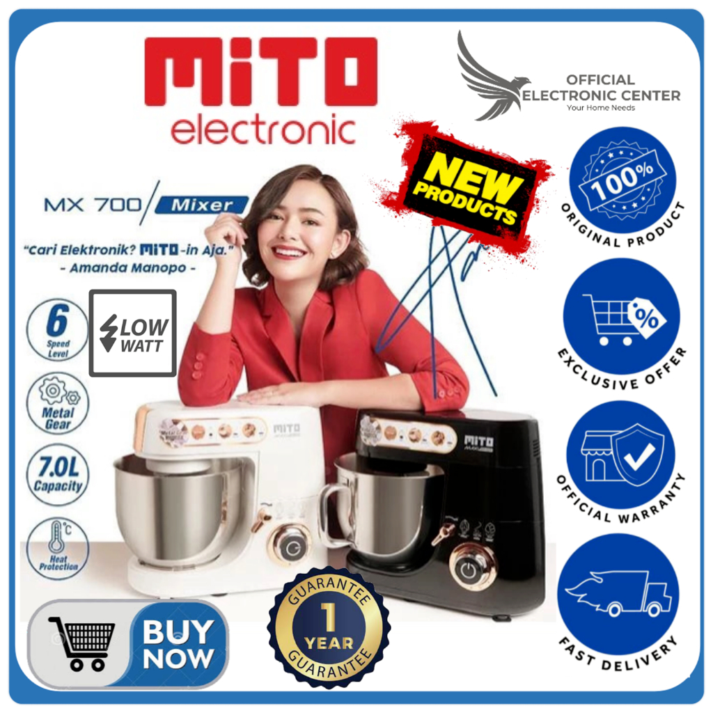 MITO STAND MIXER MX 700 MX-700 MX700 METAL GEAR 6 SPEED MIXER MITO SUPER LOW WATT BAKING DOUGH MIXER