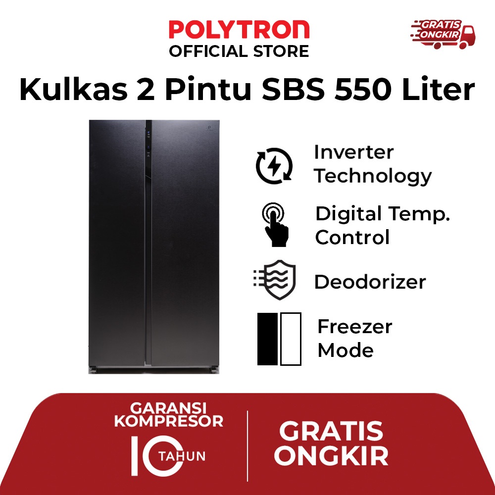 Polytron Kulkas 2 Pintu Side by Side PRS 521Y