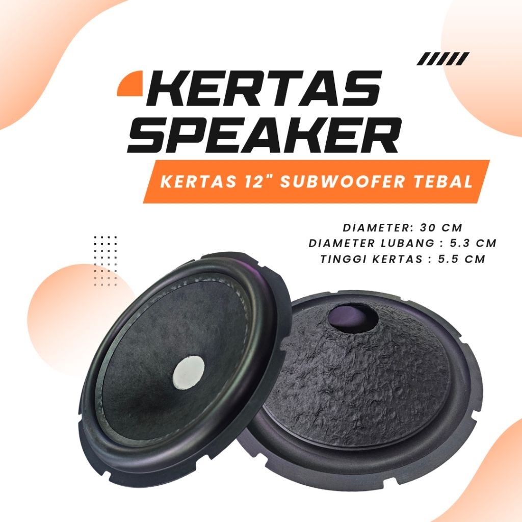 Surya Agung Kertas / Daun Speaker subwoofer 12inch tebal import quality tebal diameter 5.3cm