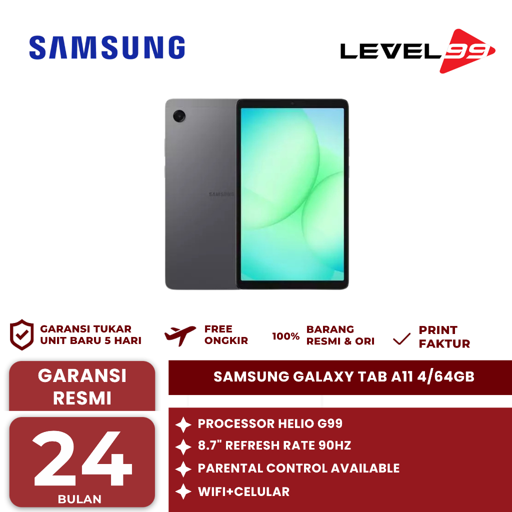 Samsung Galaxy Tab A11 4/64GB Helio G99 8.7" Parental Control IP52 Garansi Resmi - Tablet SAMSUNG GA