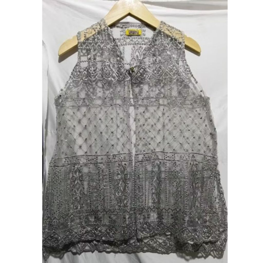 Vest outer brukat | abu silver