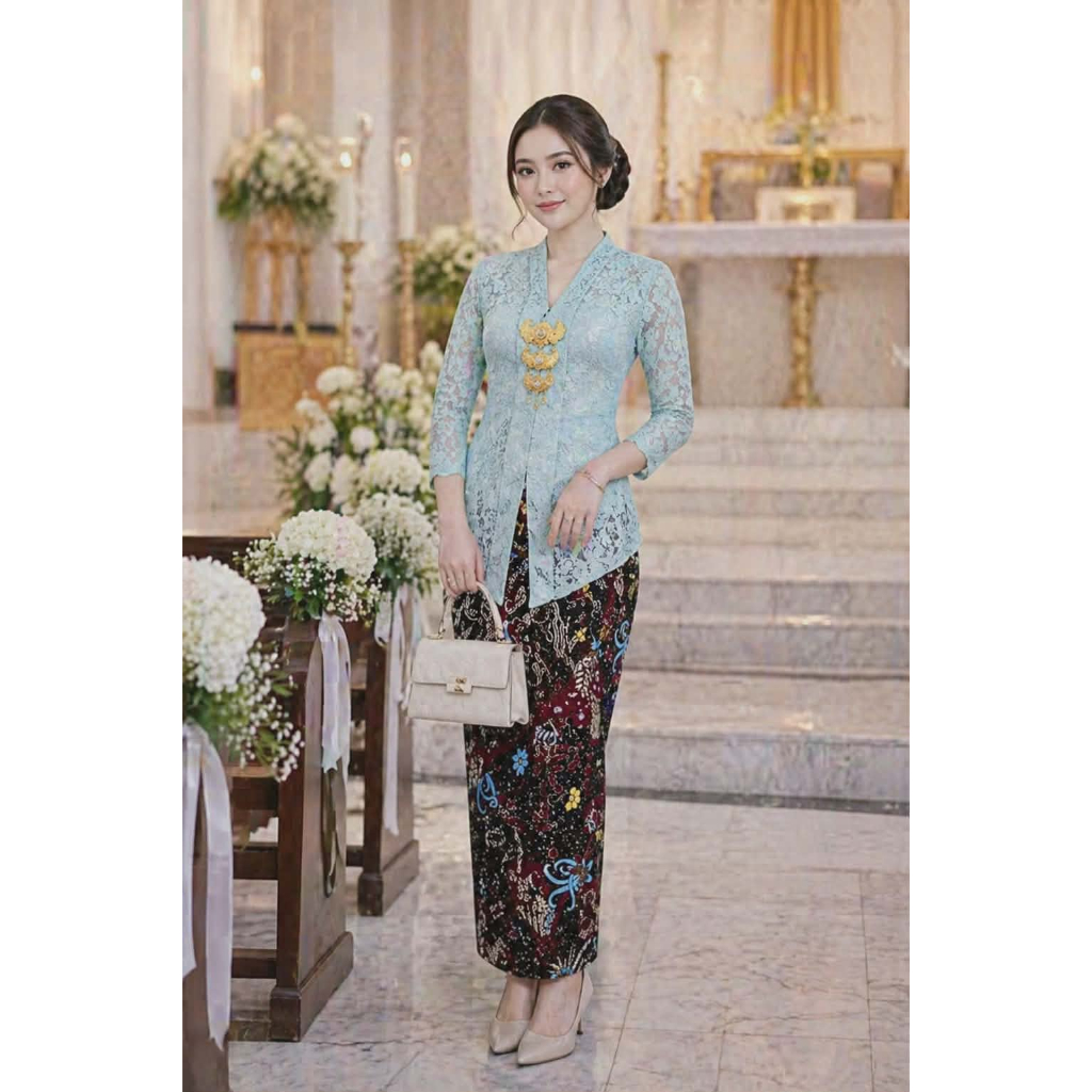 Kebaya Jadi Medan Limited Set Kebaya Kartini Brokat Lapis Furing Lengan 7/8 & Rok Kebaya Jadi/Siap P
