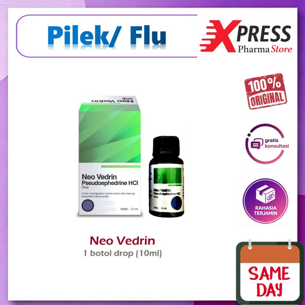 XPRESS  NEO VEDRIN DROP 10 ml Obat tetes Pilek Flu Bayi Anak Syrup Sirup Fedrin komposisi sama denga