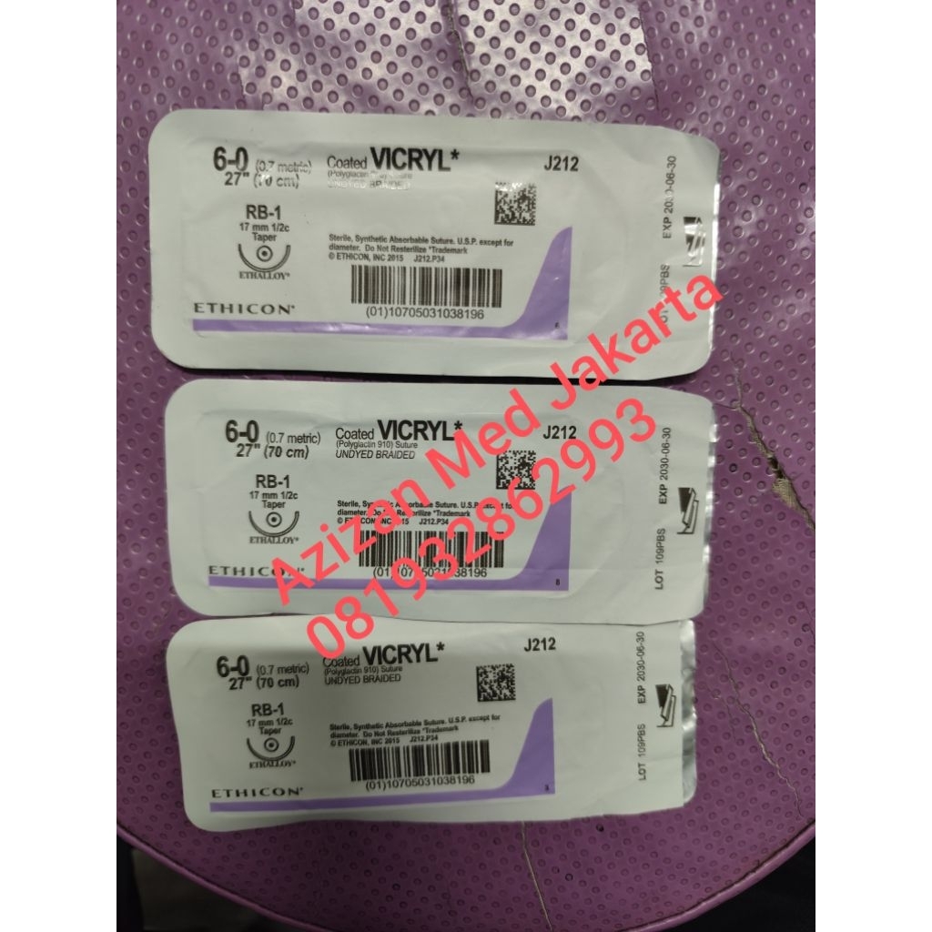 Benang Vicryl 6/0 kode J212 harga per pc