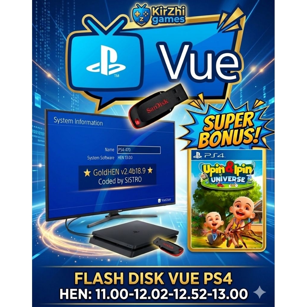 Flashdisk Vue Ps4 Hen 11.00 12.02 12.52 13.00 BONUS GAMES UPIN IPIN UNIVERS Solusi utk ps4 hen rusak