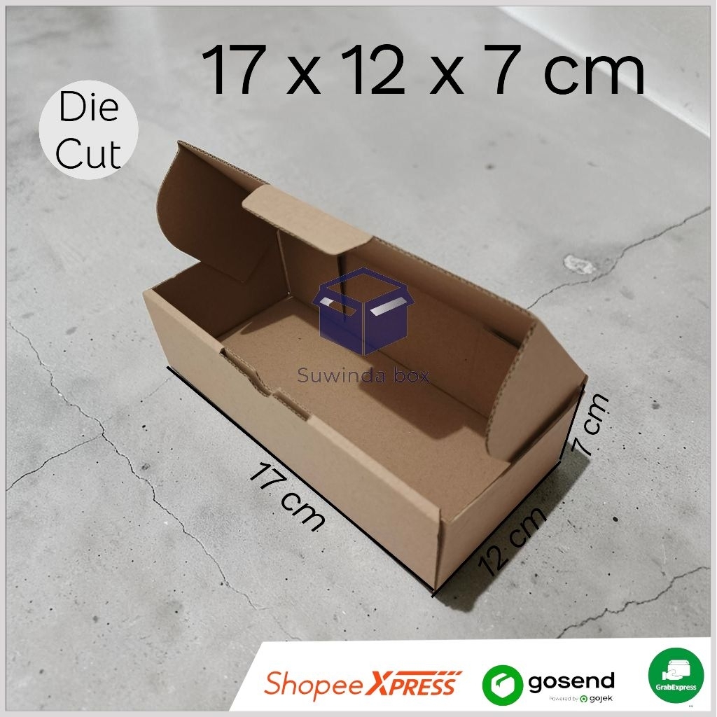 kardus ukuran 17x12x7 cm karton box die cut polos