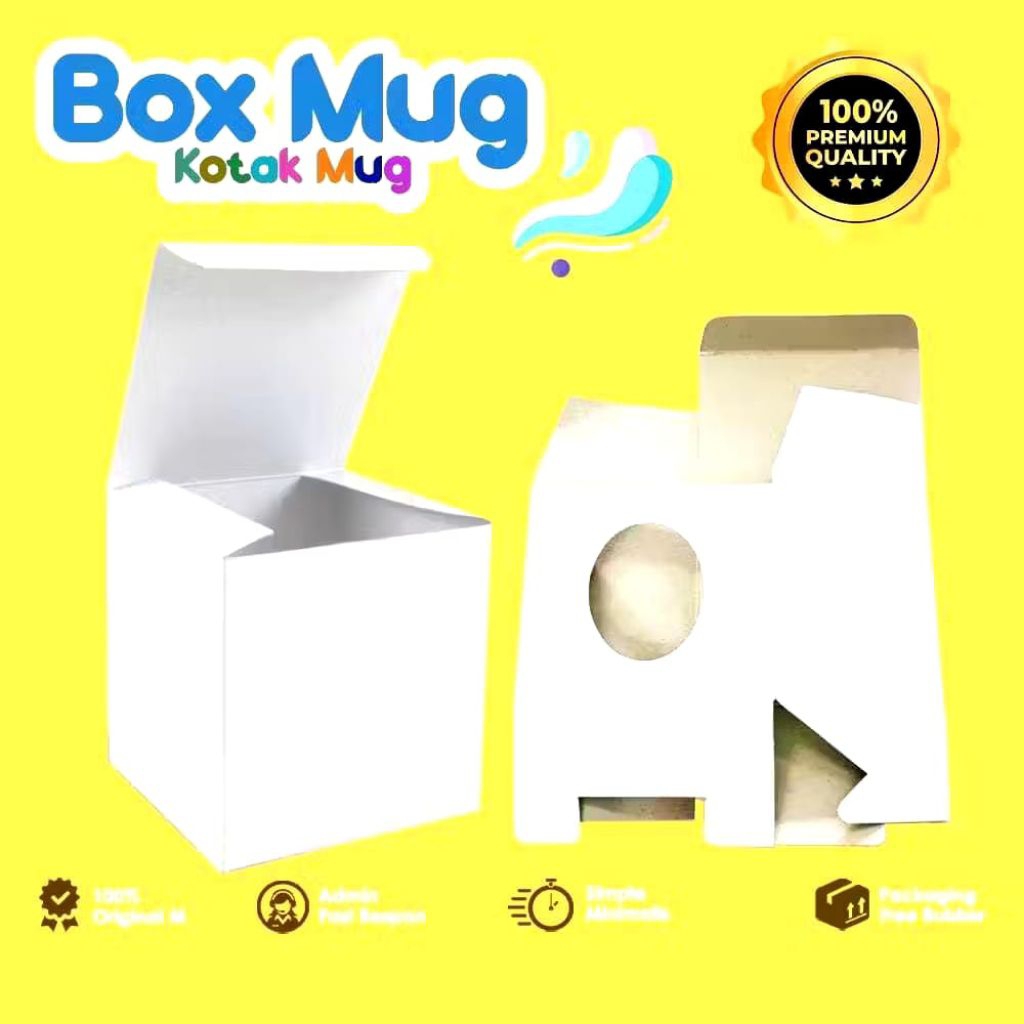 Box mug putih Polos / Dus Mug Souvenir Gelas / Kardus Mug Kotak Duplex