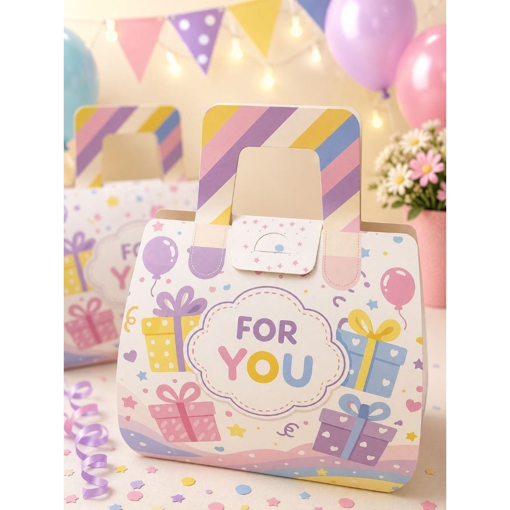 Box toples birthday (tas)/lucu pink eid Mubarak / lebaran / box lebaran /  toples boxs/  lebaran mod