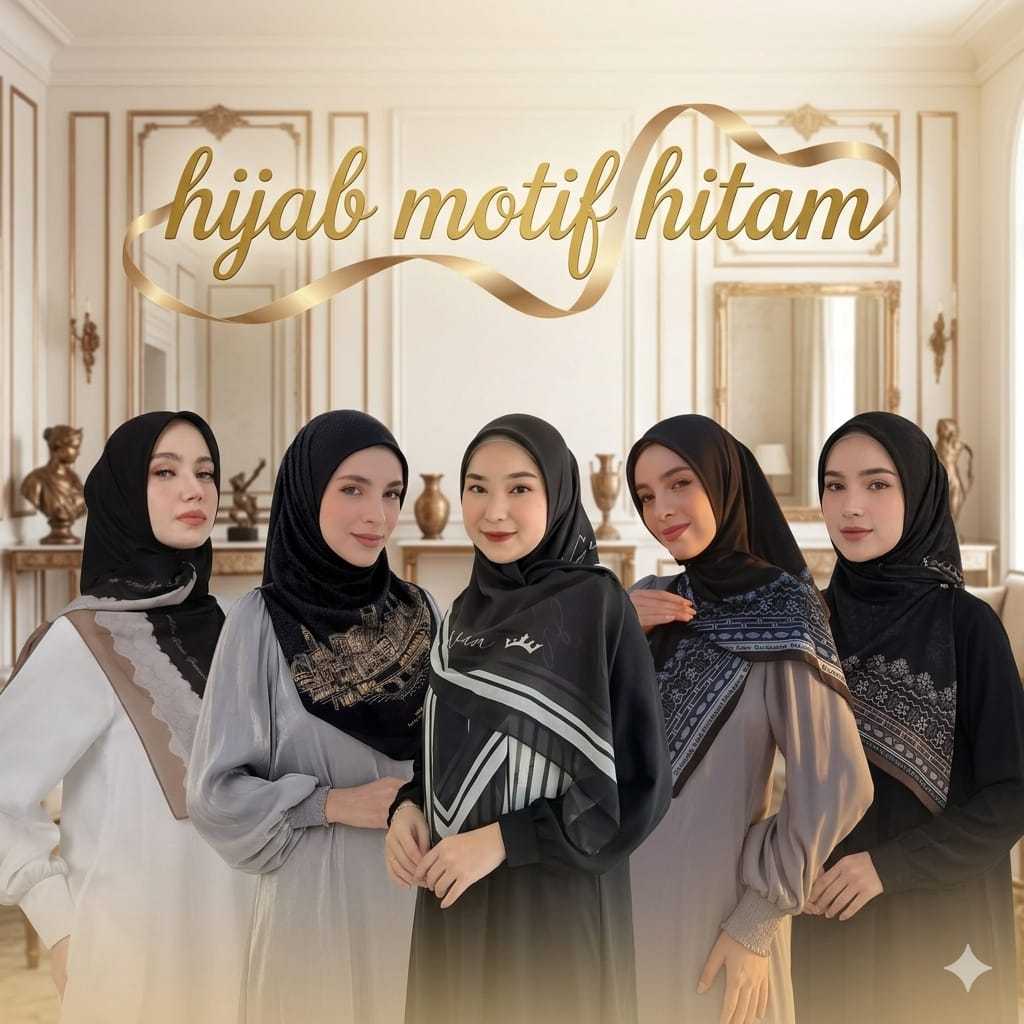 Hijab Mandjha Hitam Scarf By IVAN GUNAWAN - Jilbab Hijab Segi Empat ORIGINAL MANDJHA