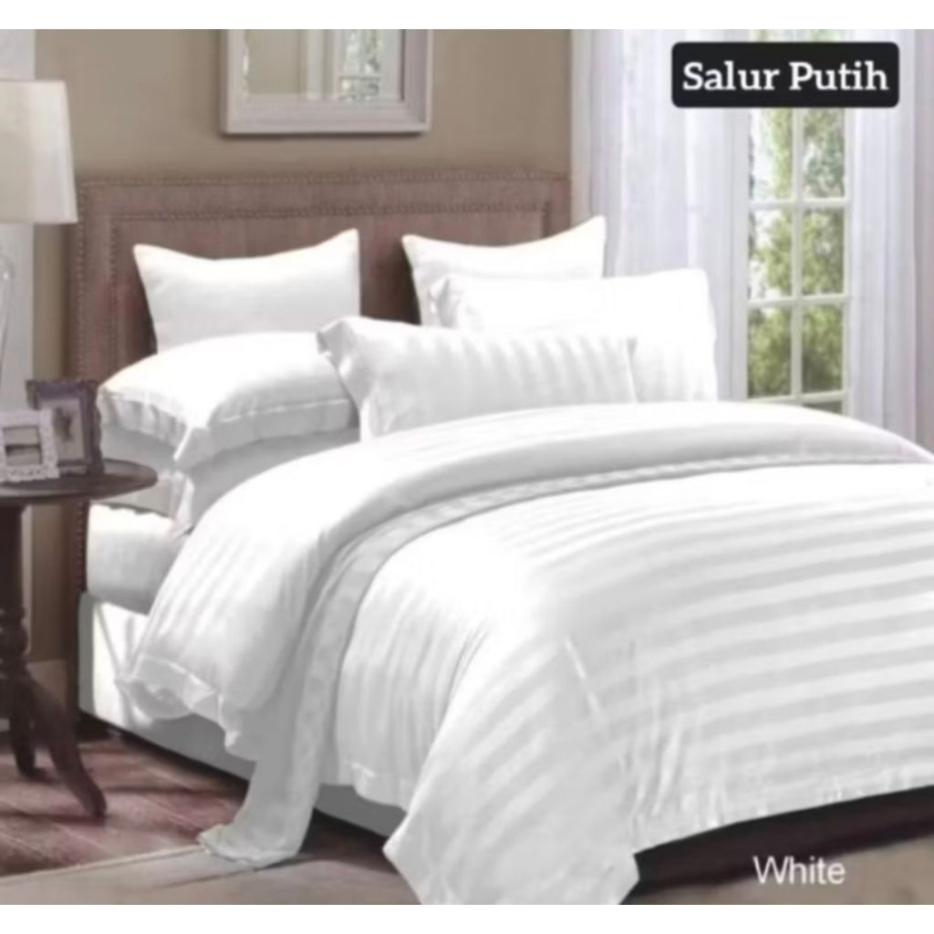 4# CUSTOM DUVET COVER PUTIH SALUR /OUTER DUVET/QUILT DUVET/SARUNG DUVET/SARUNG BED