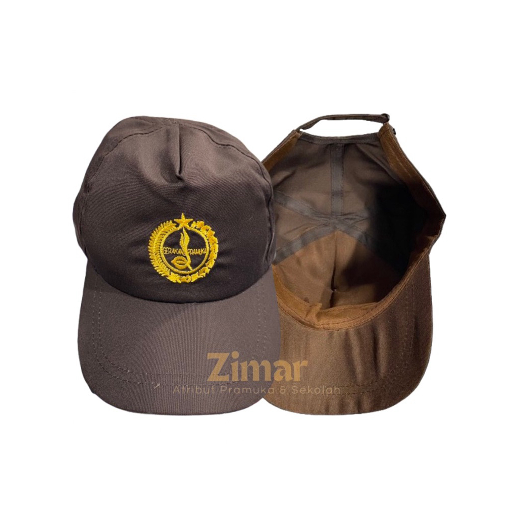 Topi Pramuka Cokelat Famatex Premium | Bordir Rapi | Topi Seragam Pramuka SD SMP SMA