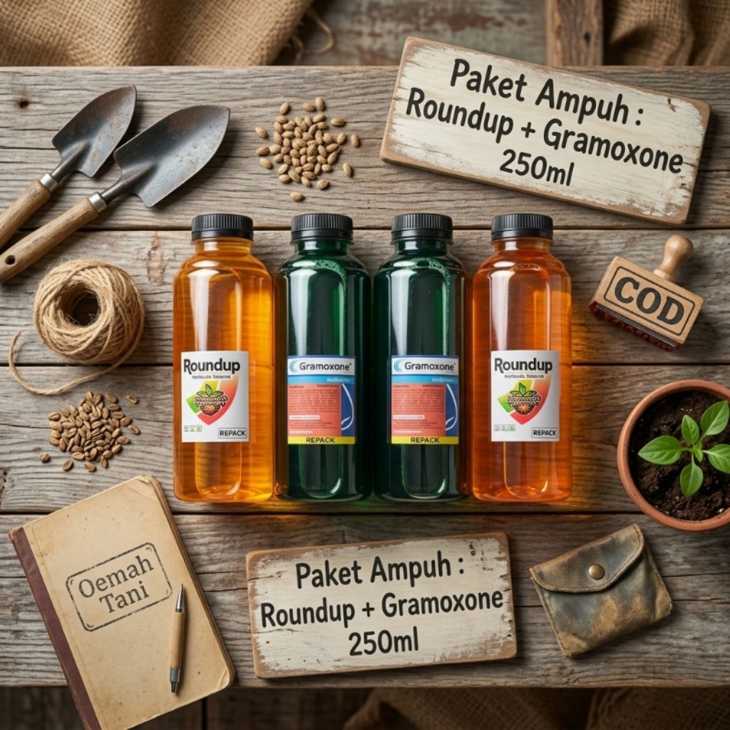 Paket ampuh gramoxone + roundup 250ml repack membasmi gulma sampai tuntas