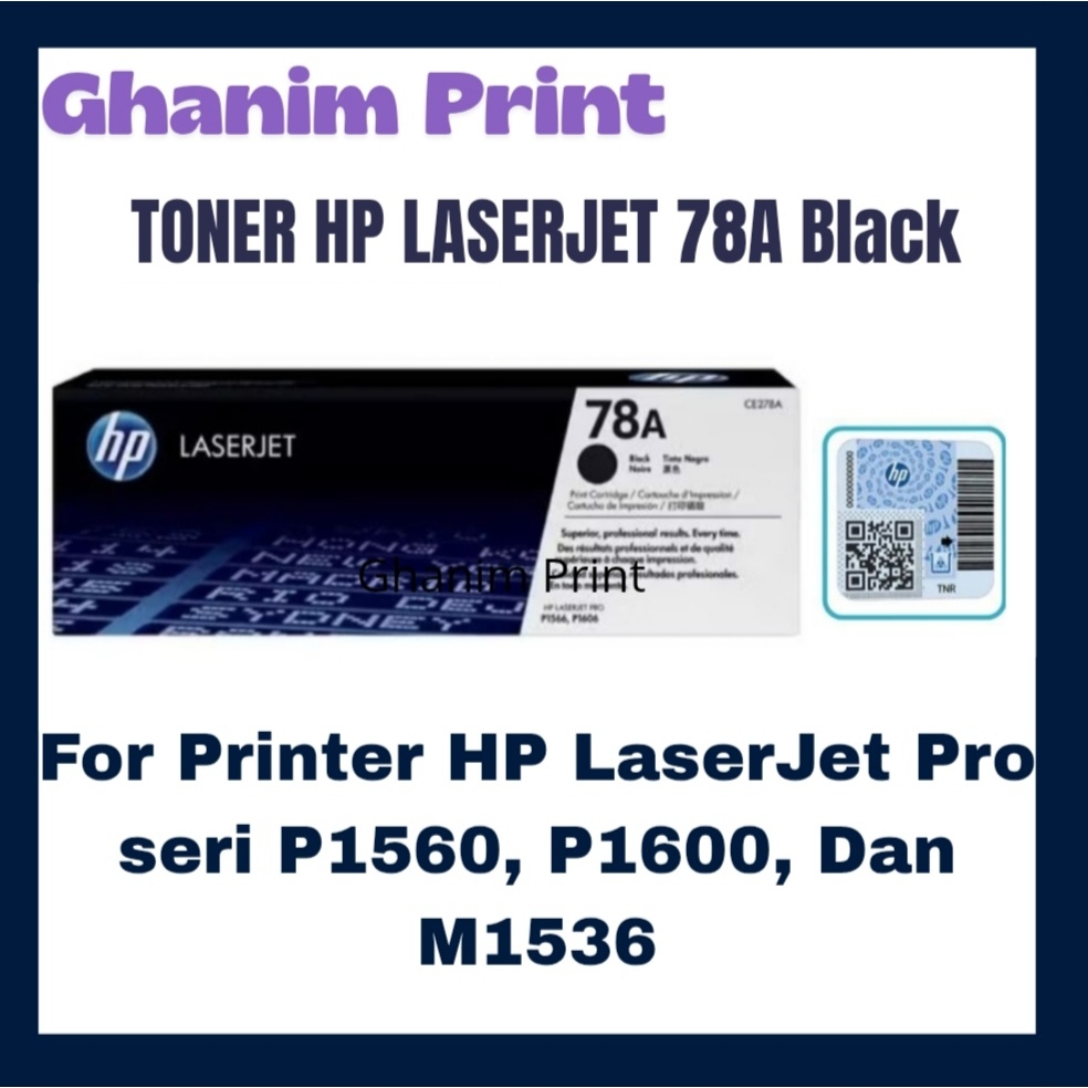 Toner HP LaserJet 78A Black Original Kompatibel dengan Printer HP LaserJet Pro P1560, P1600, dan M15