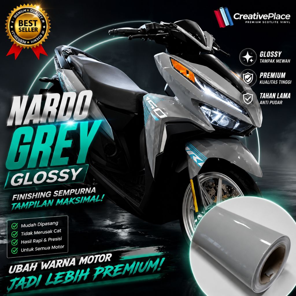 sticker skotlet warna nardo grey glossy premium / scotlite nardo grey / skotlet abu abu nardo mengki