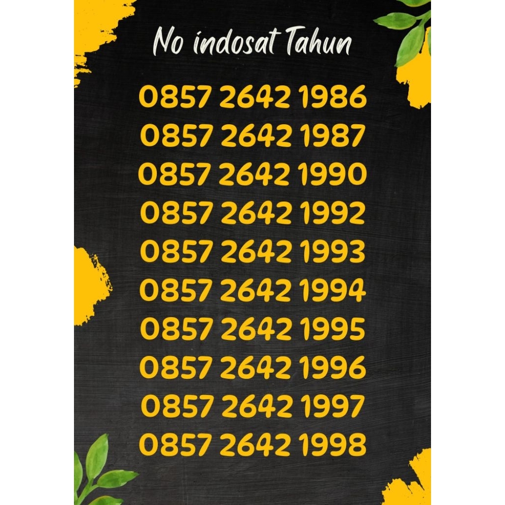 No Indosat Tahun lahir