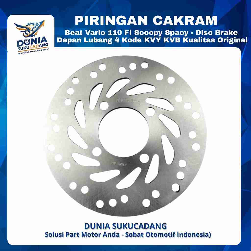 Piringan Cakram Beat Vario 110 FI Scoopy Spacy - Disc Brake Depan Lubang 4 Kode KVY KVB Kualitas Ori