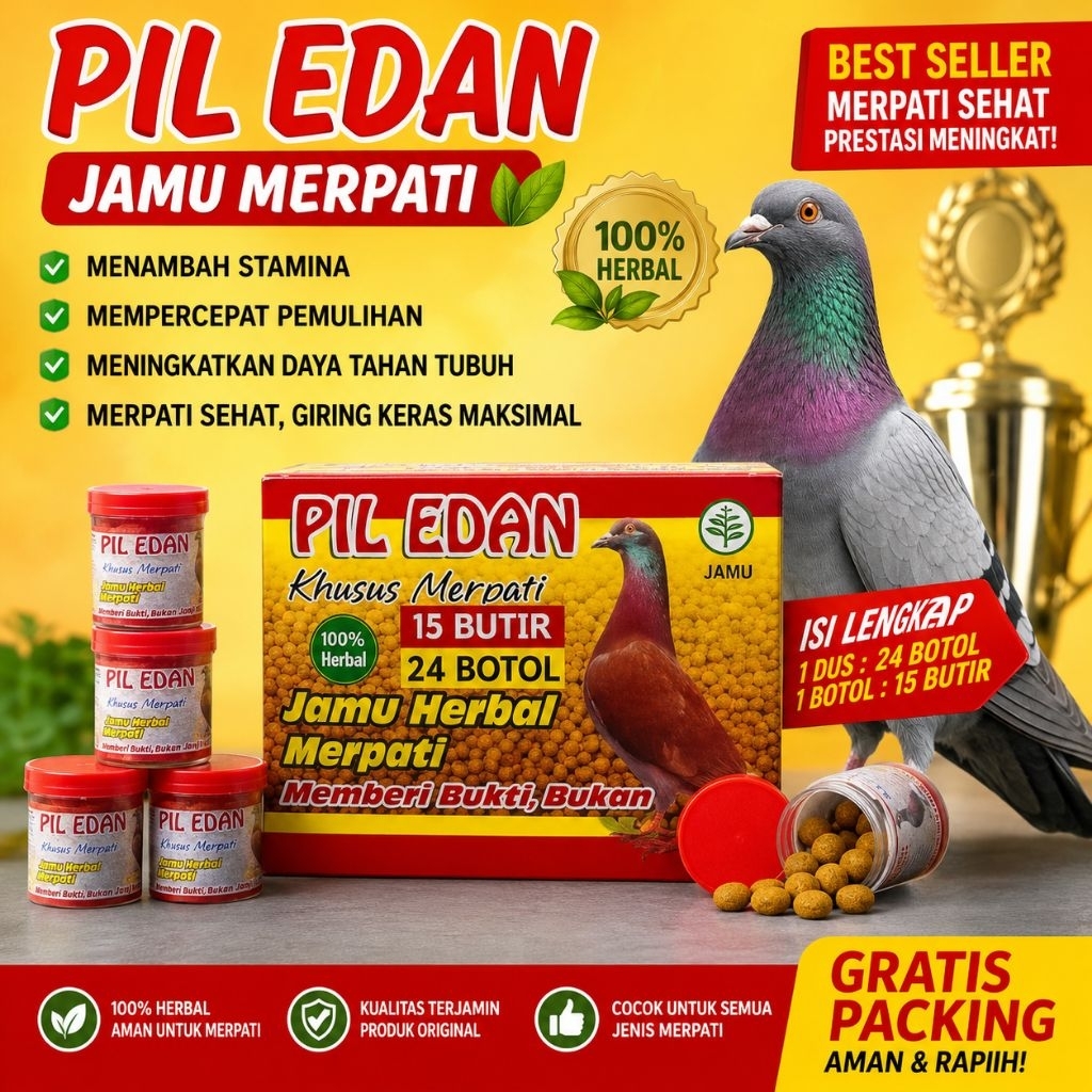 Jamu Merpati Pil Edan Original 1 Dus Isi 24 Botol x 15 Butir | Obat Merpati Balap Tinggi Nafsu Makan