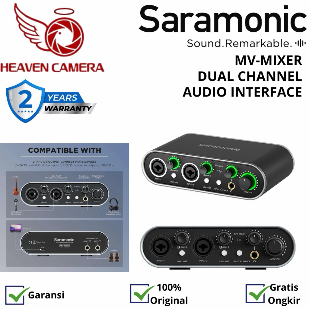 Saramonic MV-Mixer Dual-Channel Audio Interface Mixer Audio