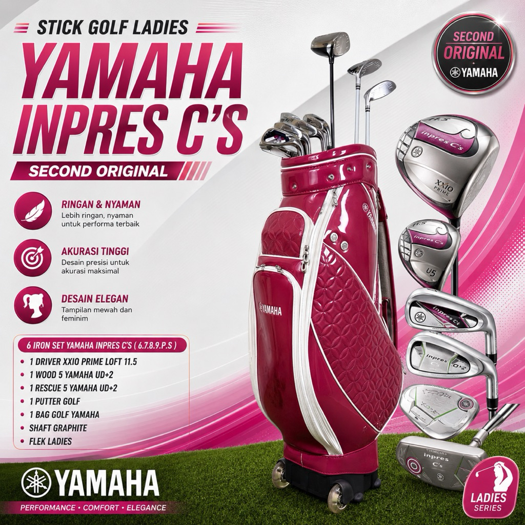 Stick Golf Ladies Yamaha Inpres Shaft Graphite Flek Ladies Second Original Fullset Bag Golf