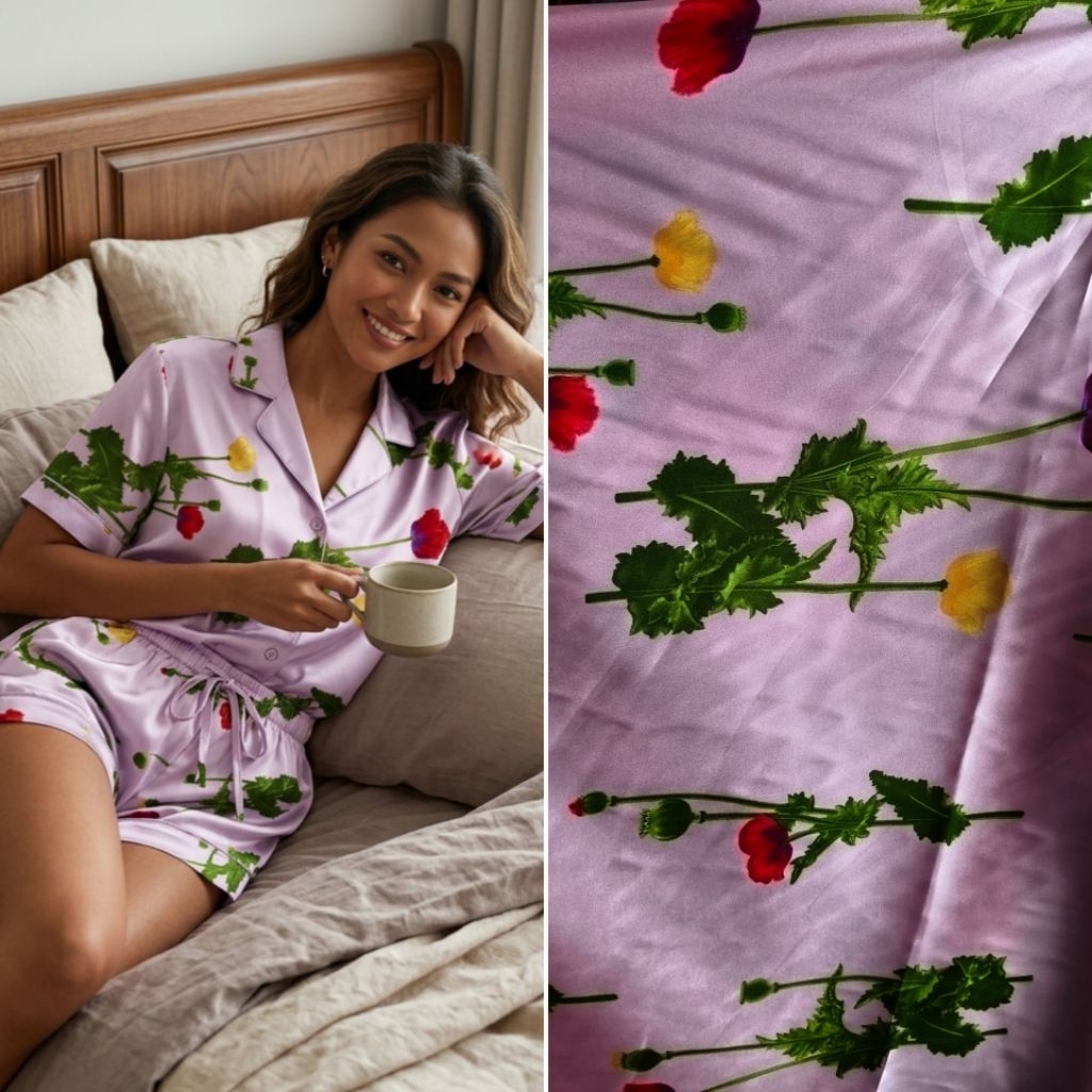 kain silk motif bunga - kain satin silk motif - kain satin - kain satin silk motif - kain