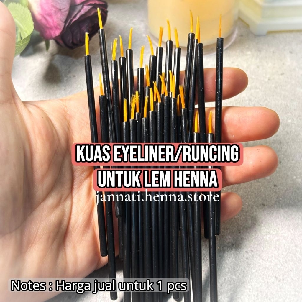 KUAS EYELINER KUAS RUNCING KUAS LEM HENNA JANNATI HENNA STORE