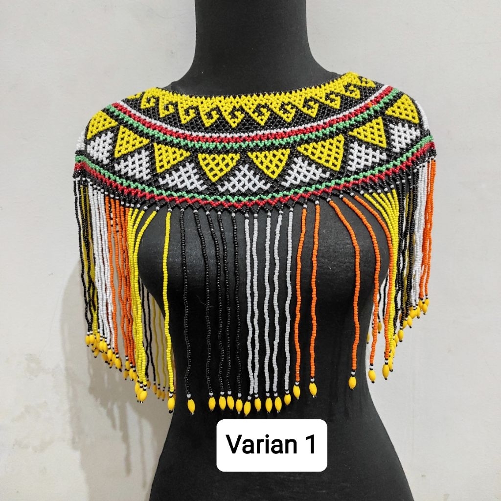 kalung teratai panjang manik dayak kalimantan ukuran dewasa