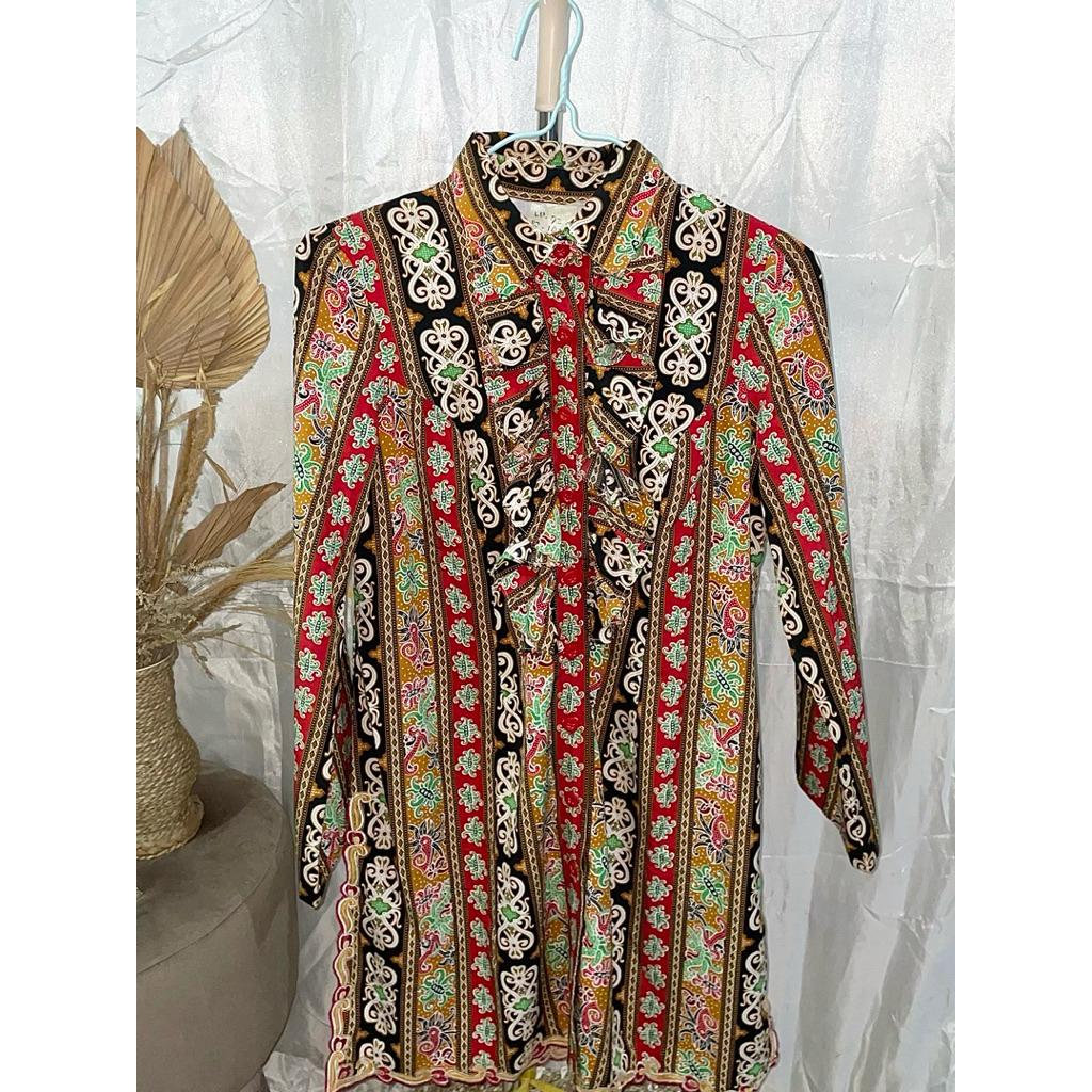 baju batik panjang wanita preloved