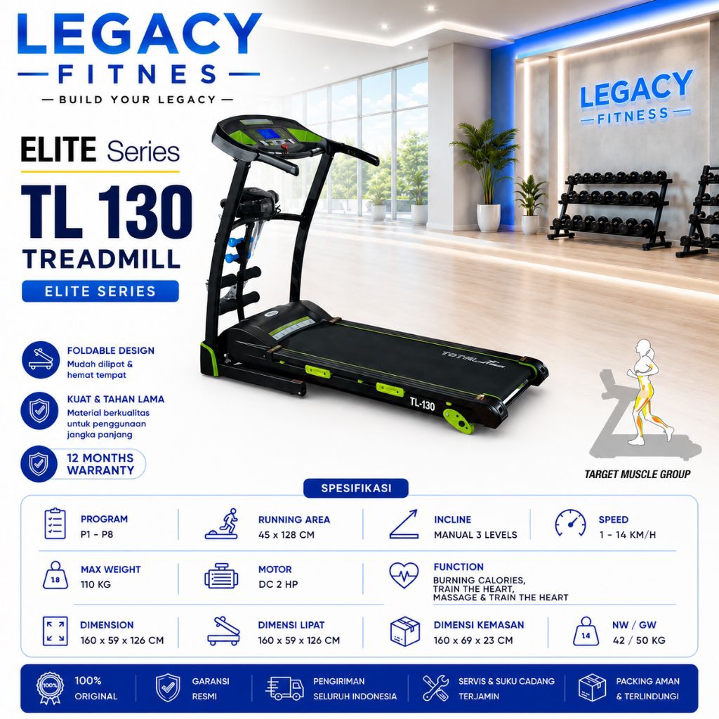 Treadmill Elektrik TL 130  ELECTRIC TREADMILL 2 HP 3 FUNCTION