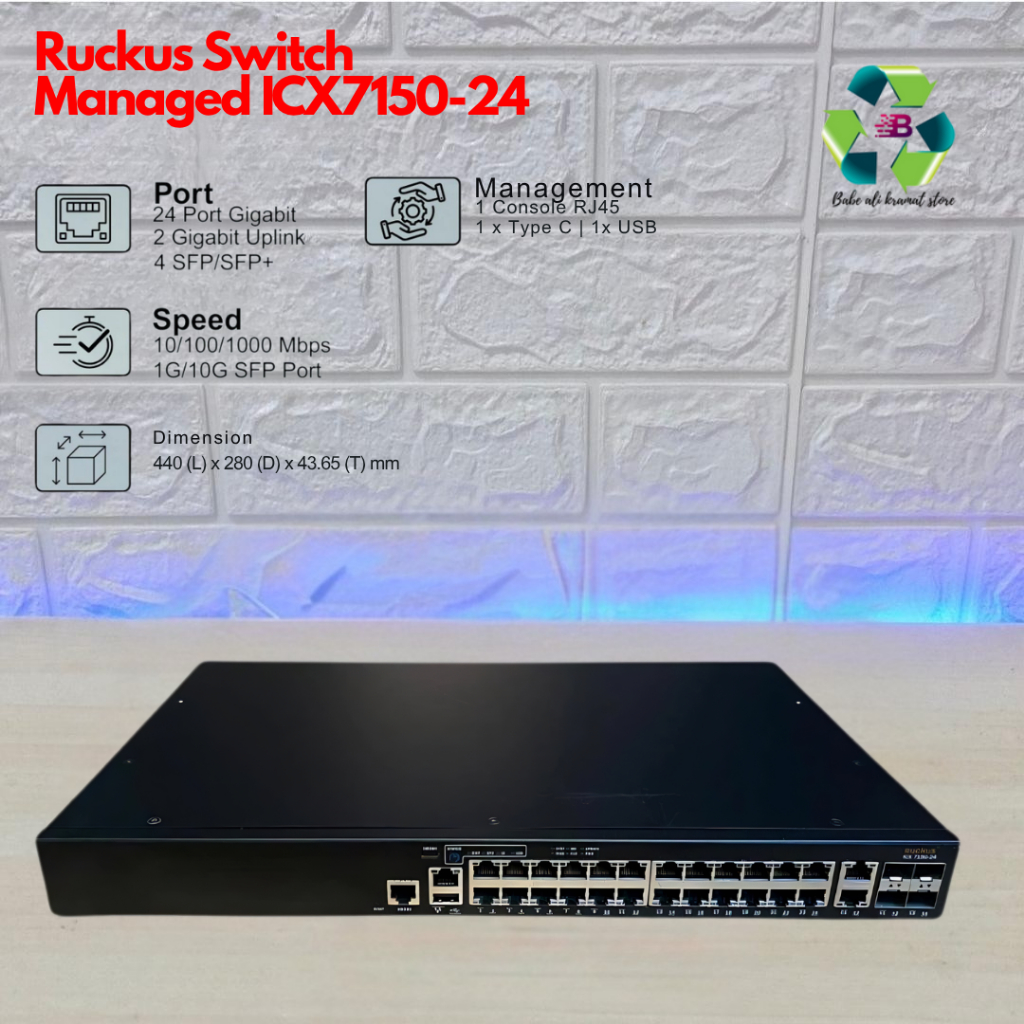 Switch Ruckus ICX7150-24-4X10G Managed 24 Port GbE + 4 Port 10Gb SFP Plus