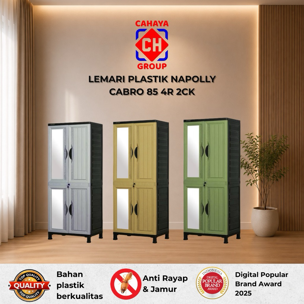 Lemari Napolly Cabro 85 4R 2CK Lemari Plastik Napolly Cabinet Rotan Model Terbaru Anti Rayap Anti Ai